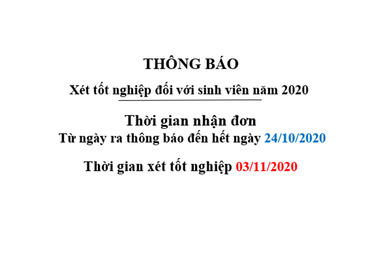 THÔNG BÁO XÉT TỐT NGHIỆP NĂM 2020
